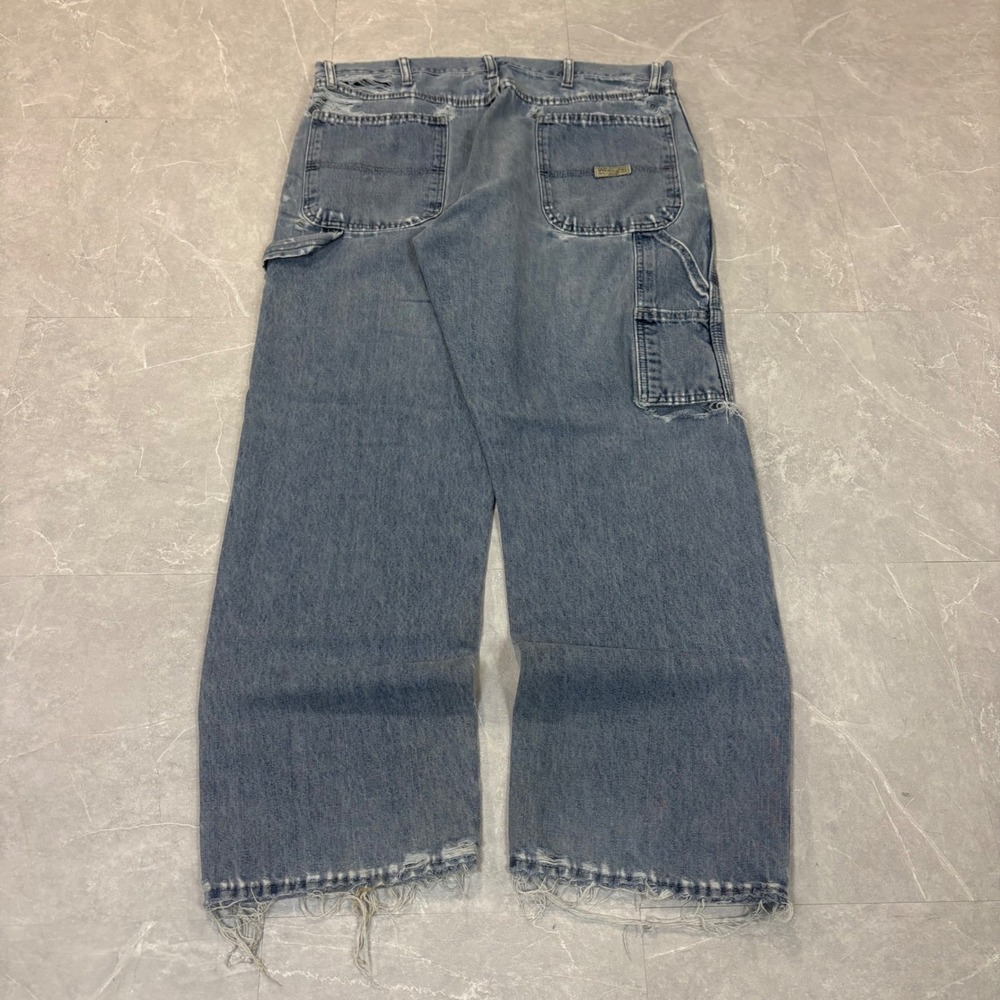 Wrangler Mens Carpenter Jeans 36x30 Distressed Light Wash Denim 94LSWDV Utility